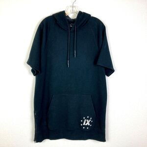 Ninth Hall Men's Short Sleeve Hoodie Size L Black Soft Skateboard Streetwear